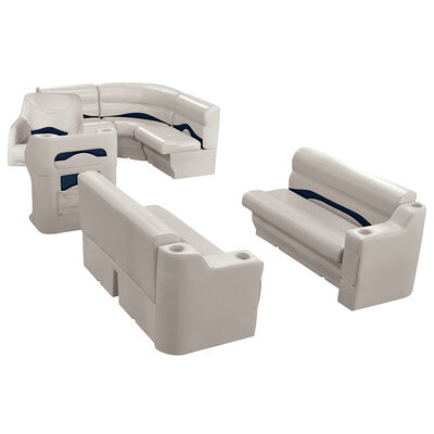 Toonmate Premium Pontoon Furniture Rear Entry Wraparound Package, Platinum/Midnight Blue